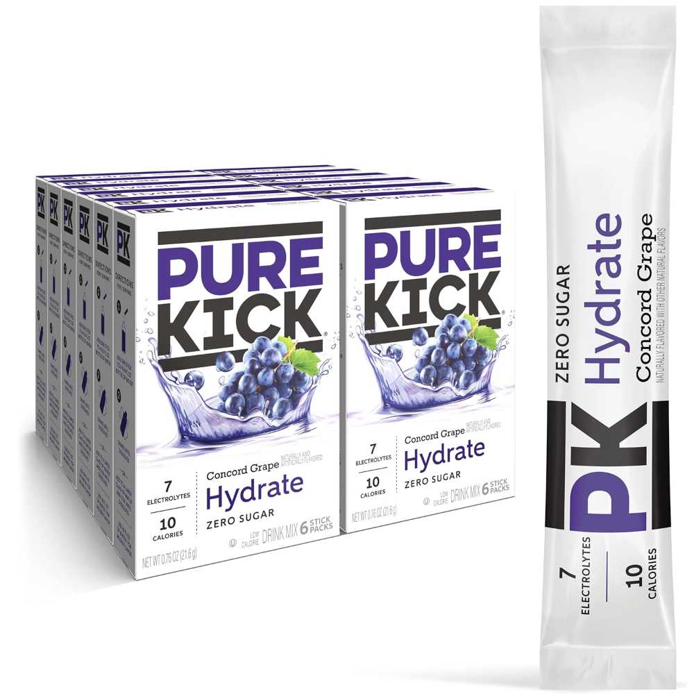 72-Pack Pure Kick Hydration Electrolyte & Vitamin Drink Mix (Concord Grape)