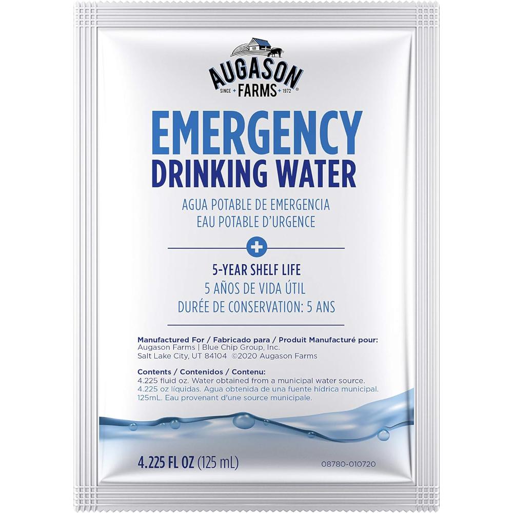 100-Pack Augason Farms Emergency Drinking Water, 4.22 oz.