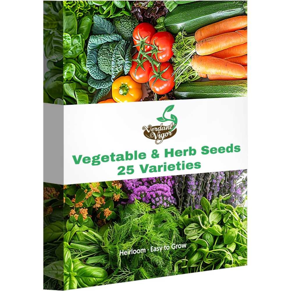 Verdant Vigor 25-Variety 10,000+ Heirloom Vegetable & Herb Seeds