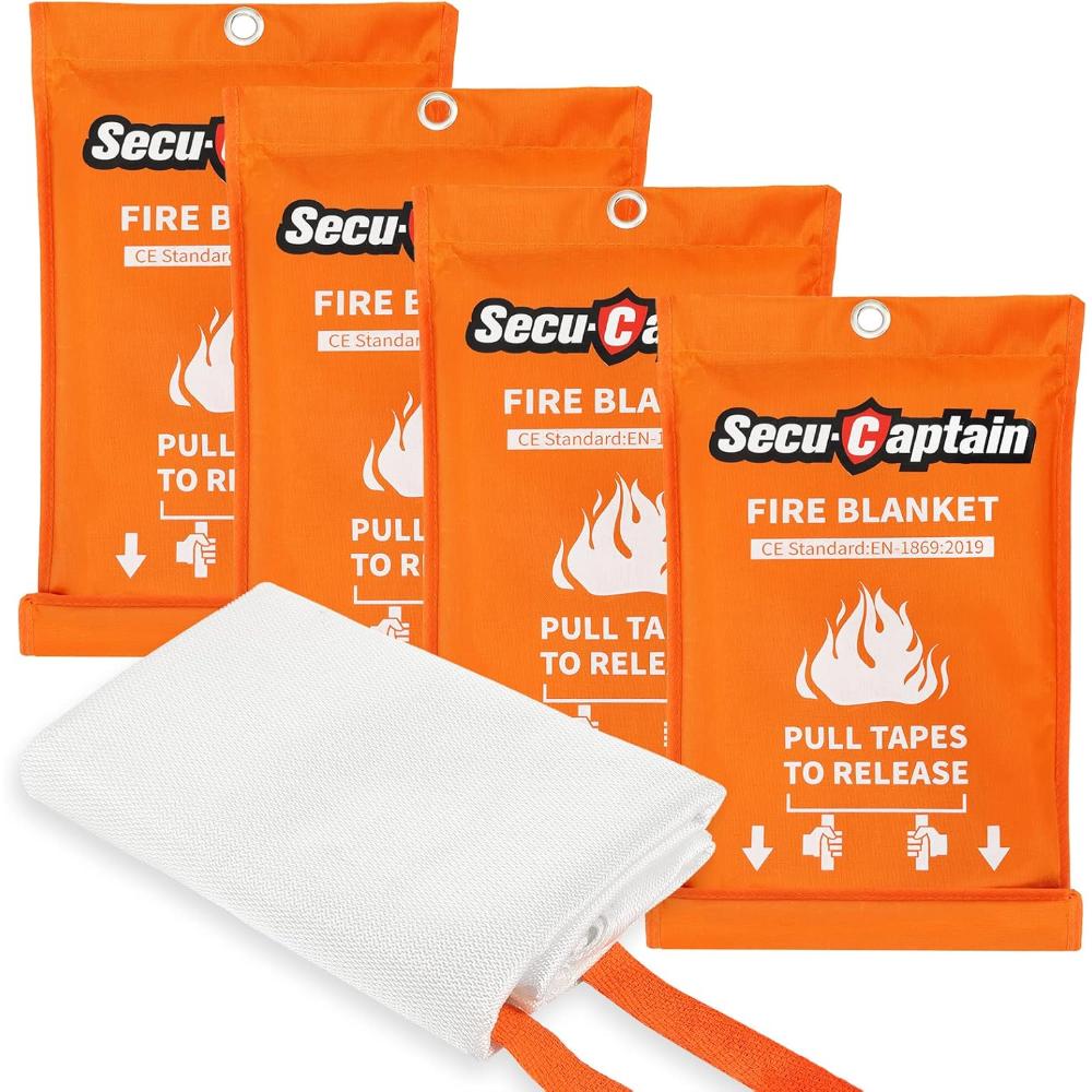 4-Pack SecuCaptain 40" x 40" Emergency Fire Blanket