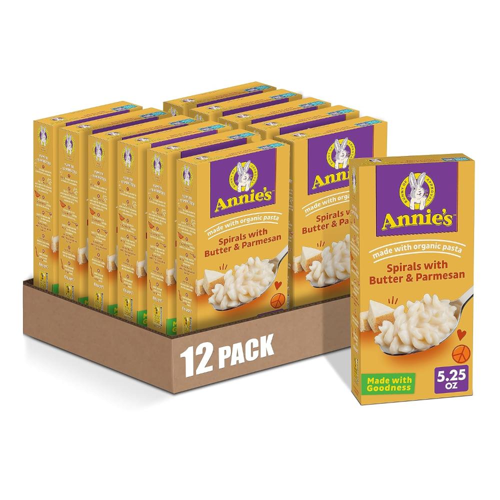 12-Pack Annie’s Butter and Parmesan Spirals Macaroni & Cheese Dinner w/ Organic Pasta, 5.25 oz.