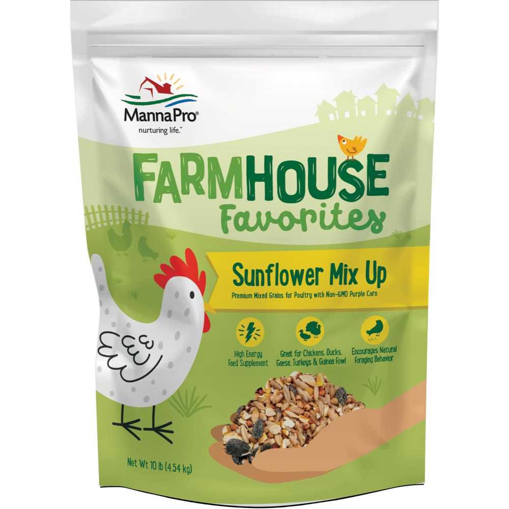 Manna Pro Farmhouse Favorites Premium Grains for Poultry, 10 lb. (Sunflower Mix-Up)