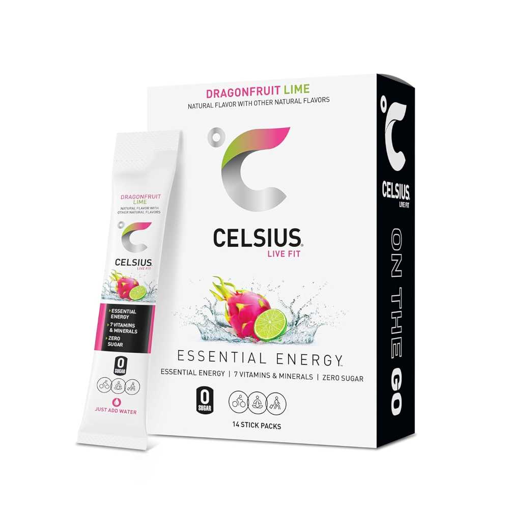 14-Pack CELSIUS On-The-Go Essential Energy Powder Sticks (Dragonfruit Lime)
