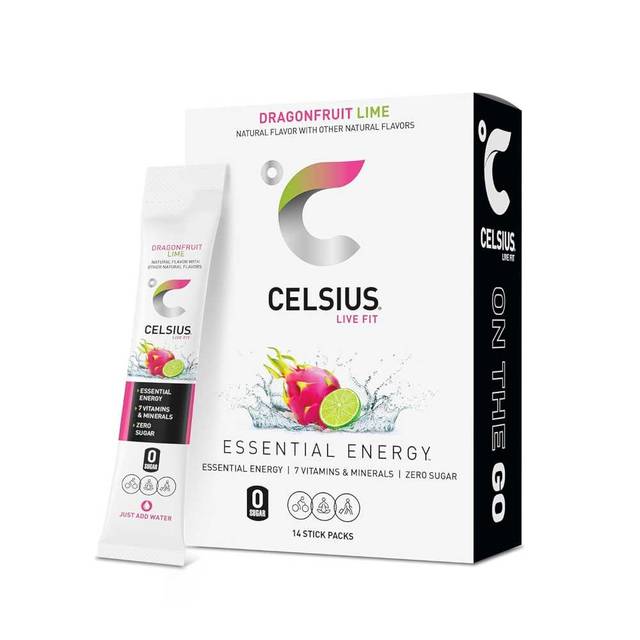 14-Pack CELSIUS On-The-Go Essential Energy Powder Sticks (Dragonfruit Lime)