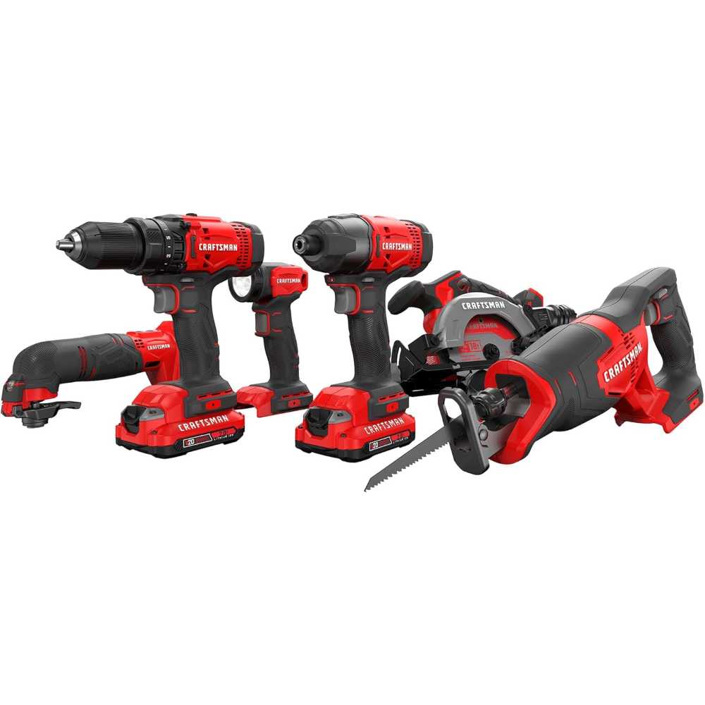 Craftsman V20 6-Tool Power Tool Combo Kit w/ 2x Batteries & Charger