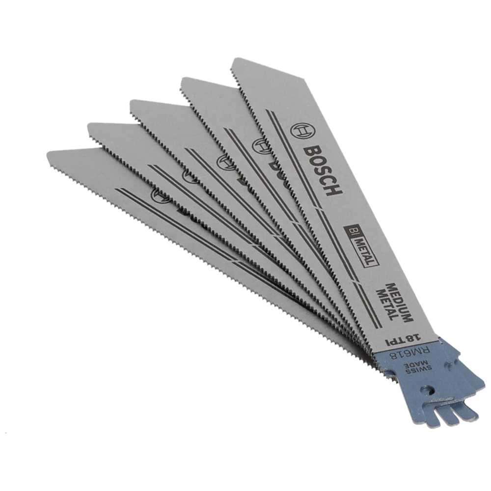 5-Pack Bosch 6" 18T Metal Cutting Reciprocating Saw Blades