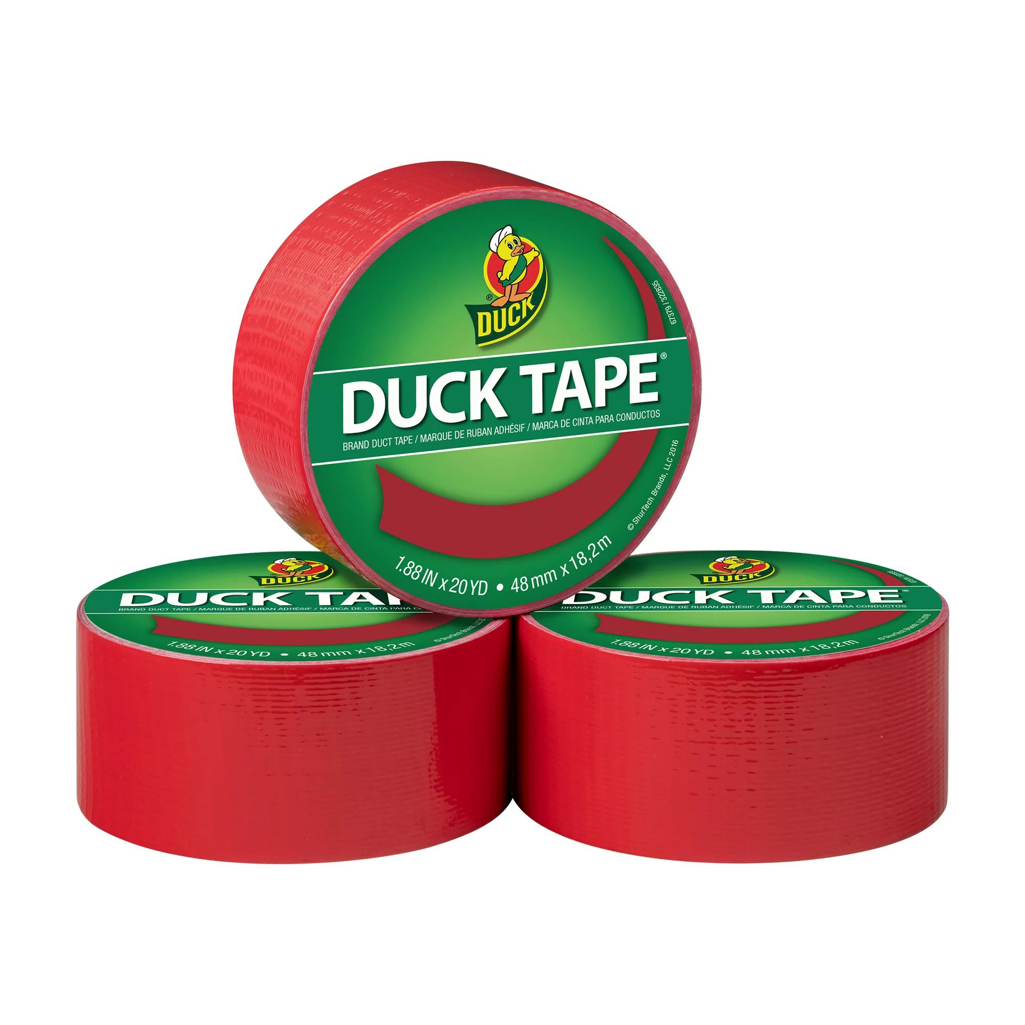 3-Pack Duck Brand Duct Tape,  1.88 in. x 20 yd., Red
