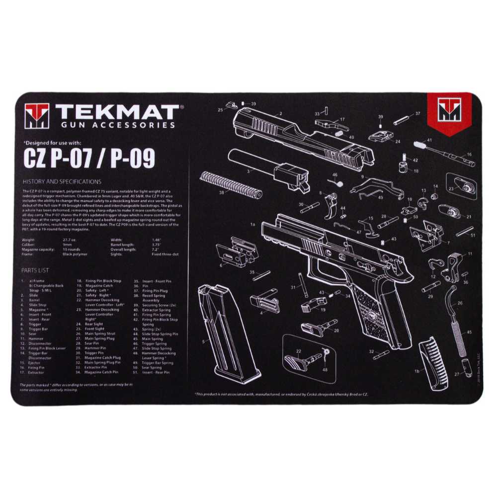TekMat CZ P-07 / P-09 11" x 17" Gun Cleaning Mat