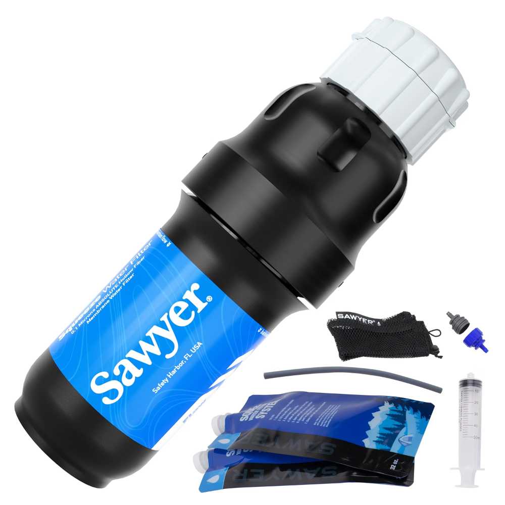 Sawyer Squeeze Water Filtration System w/ 2x  Pouches, Straw, & Hydration Pack Adapter
