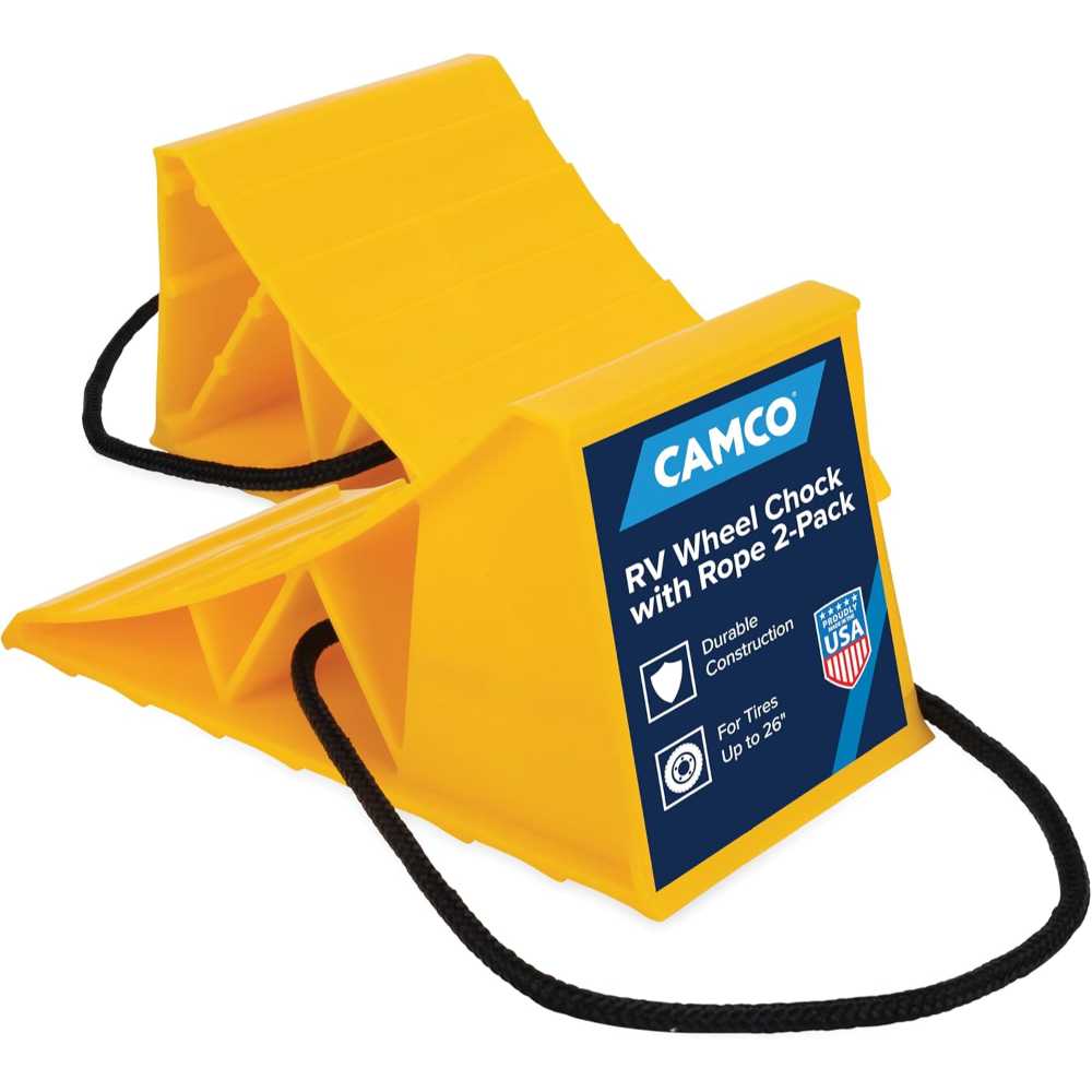 2-Pack Camco Camper & RV Wheel Chock w/ Rope