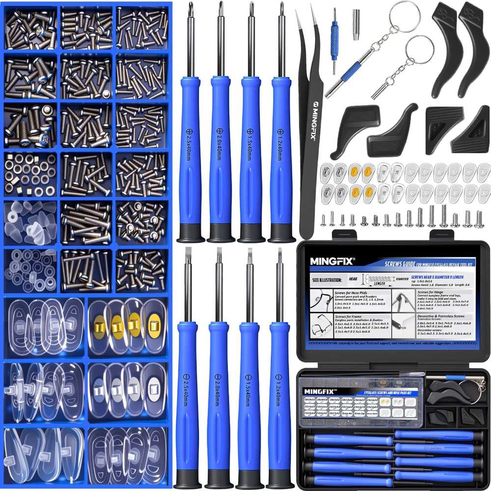 Mingfix Magnetic Glasses Repair Kit w/ Screws & Pads