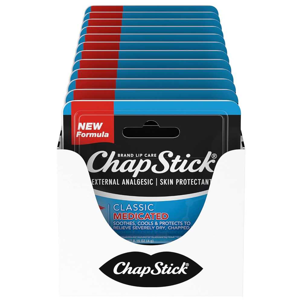 12-Pack ChapStick Classic Medicated Lip Balm Tubes