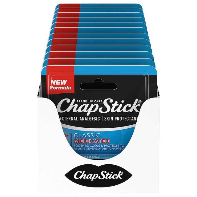 12-Pack ChapStick Classic Medicated Lip Balm Tubes