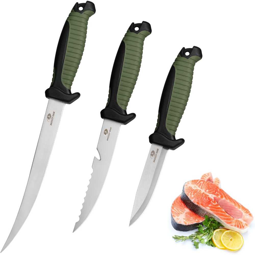 Mossy Oak 3-Piece Fillet Knife Set w/ Sheaths