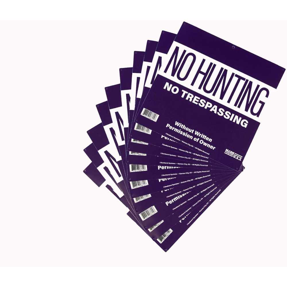 10-Pack Sunburst Systems 12" x 12" No Hunting/Trespassing Property Marking Sign