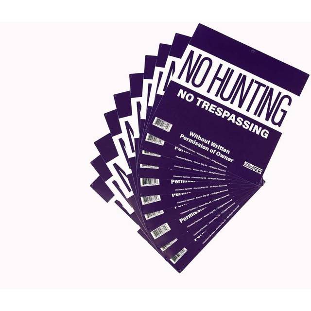 10-Pack Sunburst Systems 12" x 12" No Hunting/Trespassing Property Marking Sign