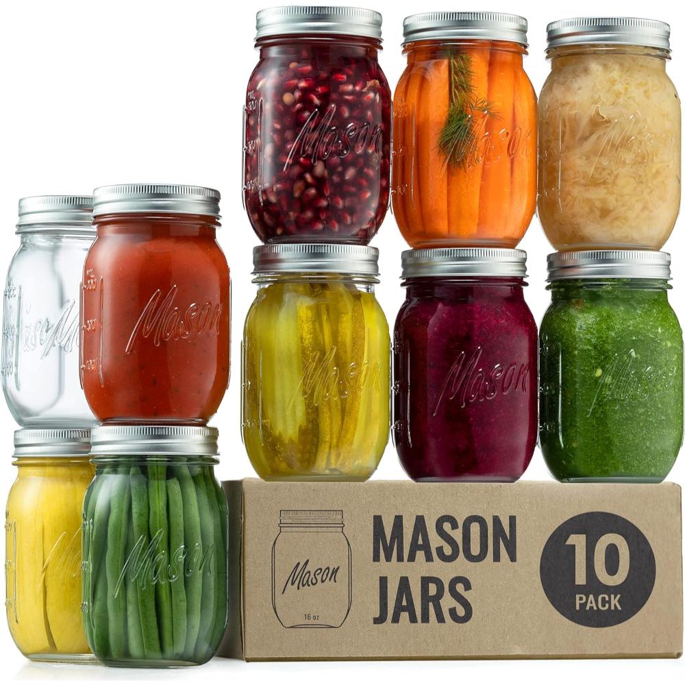 20-Pack Paksh Novelty Regular Mouth Mason Jars w/ Lids (16 oz.)