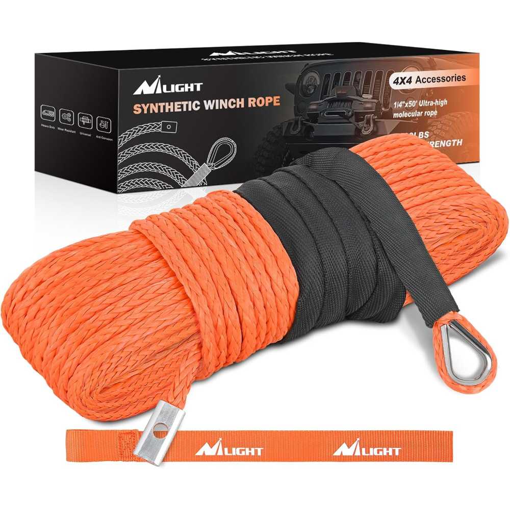 Nilight 1/4" x 50' 9,000 lb. Synthetic Winch Rope