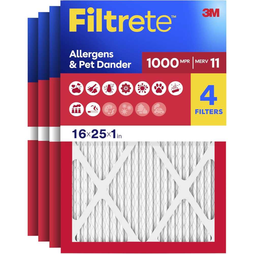 4-Pack Filtrete MERV 11 Air Filter (16" x 25" x 1")