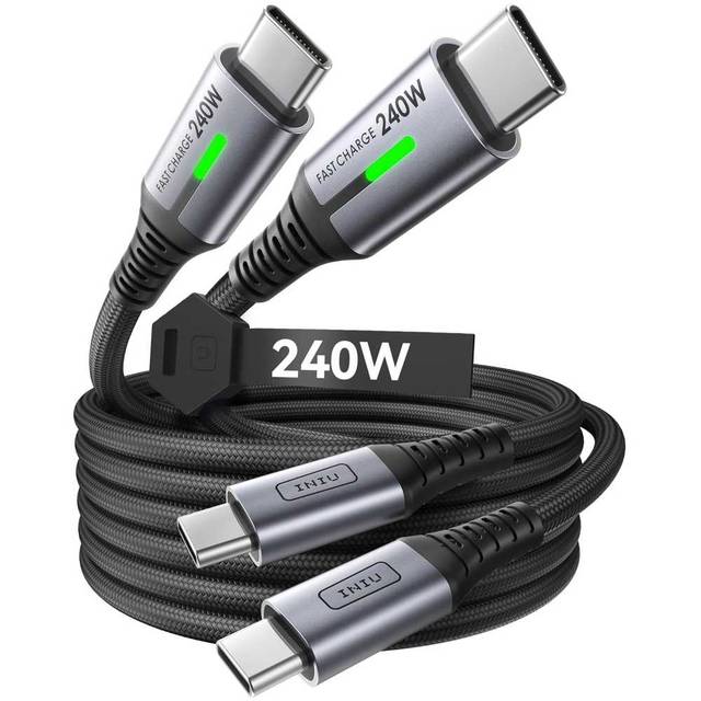 2-Pack Iniu 6.6' 240W Fast Charging USB-C to USB-C Cable