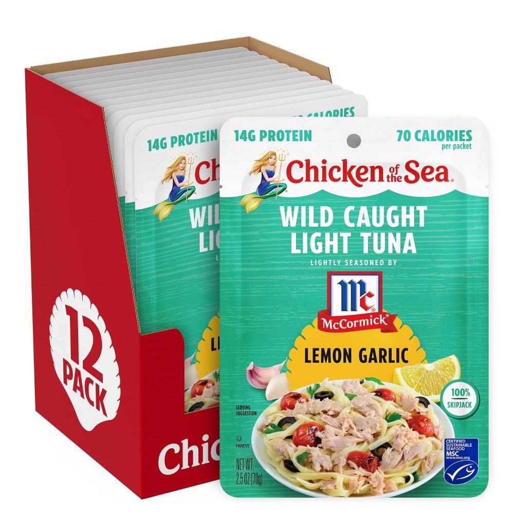 Prime: 12-Pack Chicken of the Sea Wild Caught Light Tuna, 2.5 oz. (Lemon Garlic)