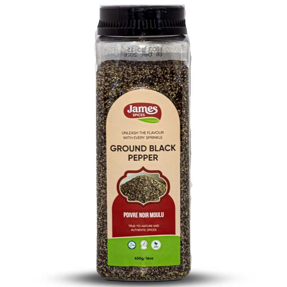 James Spices Ground Black Pepper, 16 oz.