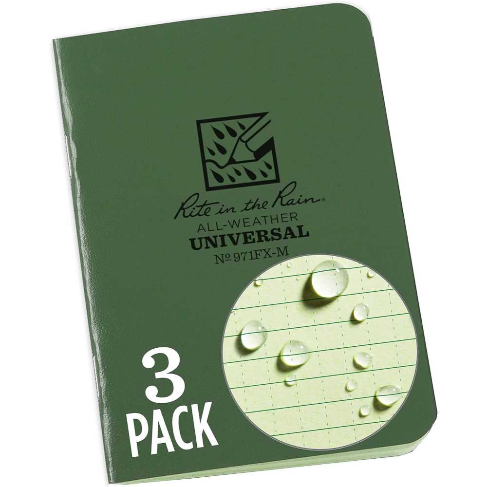 3-Pack Rite in the Rain Weatherproof Mini Stapled Notebook (Various Colors)