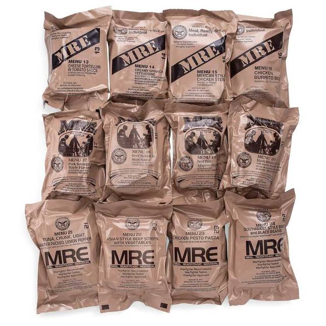 12-Pack MREs (Meals-Ready-to-Eat) w/ 2025 Inspection Date