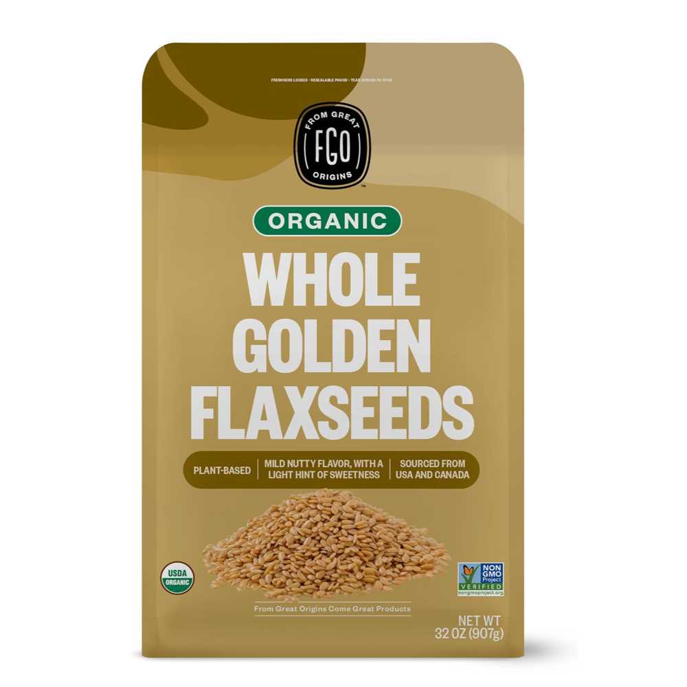 FGO Organic Whole Golden Flax Seeds, 2 lb.