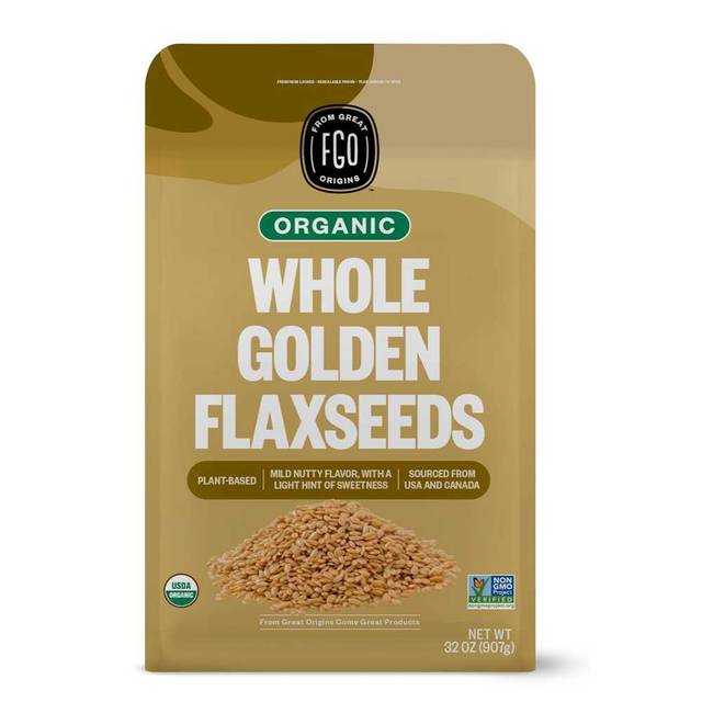 FGO Organic Whole Golden Flax Seeds, 2 lb.