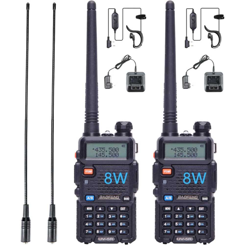 2-Pack Baofeng UV-5R 8W Ham Radio w/ High-Gain Antennas