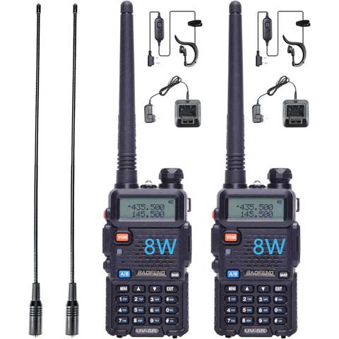 2-Pack Baofeng UV-5R 8W Ham Radio w/ High-Gain Antennas