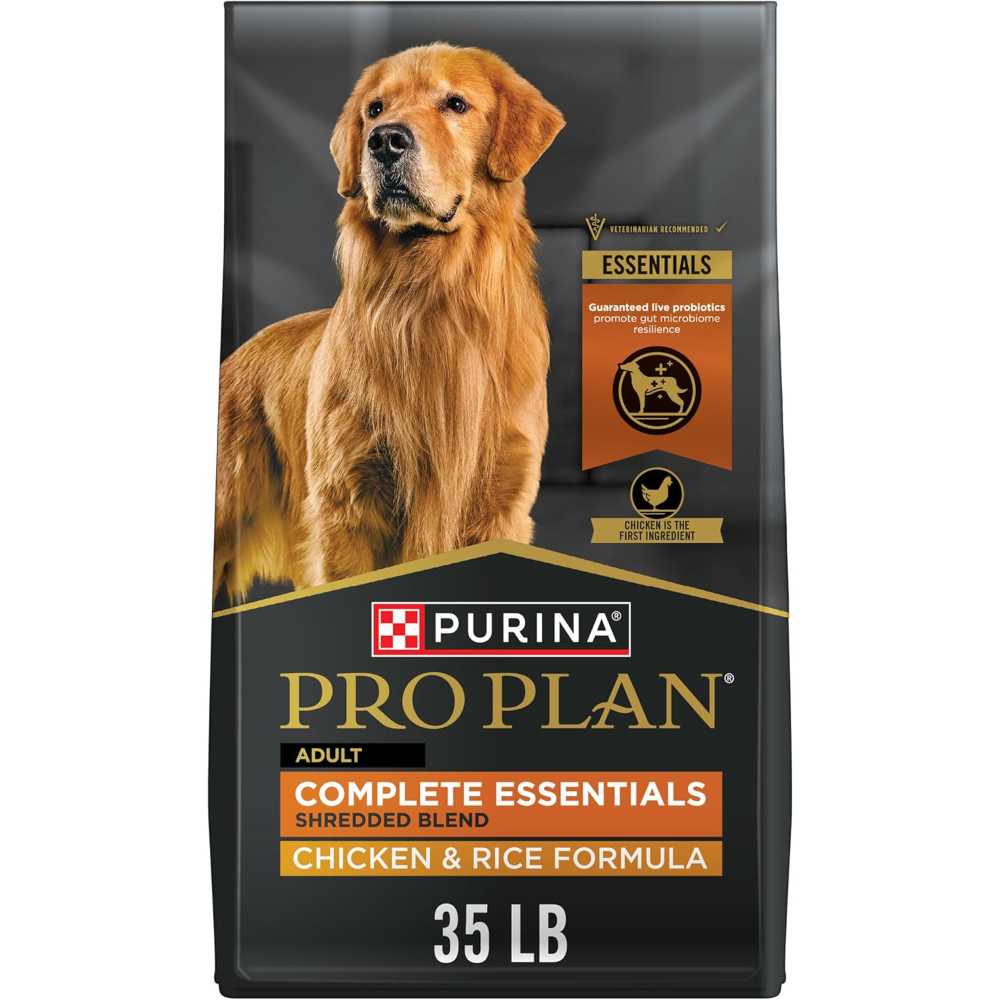 Double Coupon: Purina Pro Plan Complete Essentials Shredded Blend Dry Dog Food, 35 lbs. (Chicken and Rice)