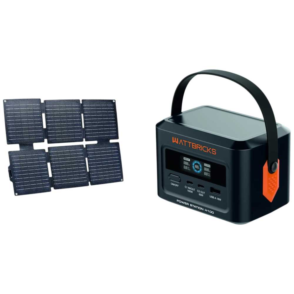Wattbricks 100W/99.2Wh Power Station + 30W Solar Panel