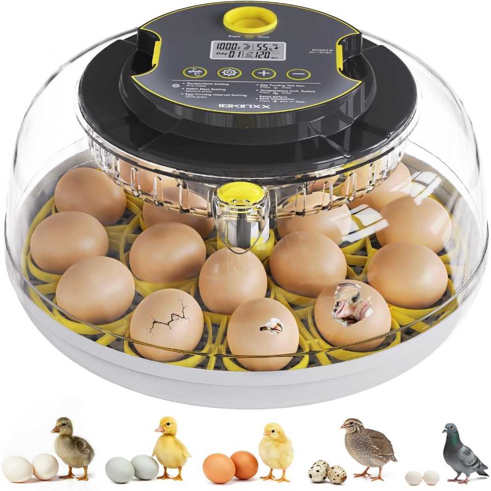 Ibkinxx 18-Egg Incubator w/ Auto Turning, Temperature & Humidity Control