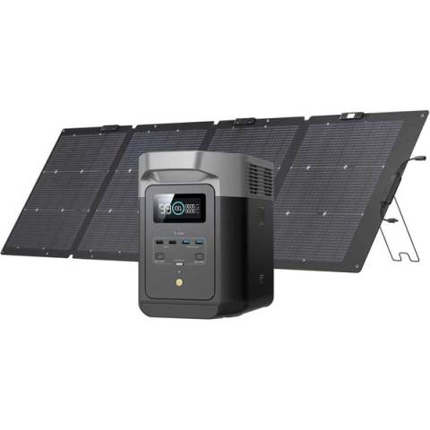 Ecoflow Delta 2 1800W/1024Wh LiFePO4 Power Station + 220W Bifacial Solar Panel