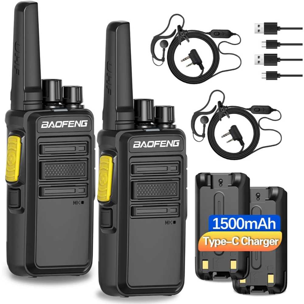2-Pack Baofeng BF-V12D USB-C Rechargeable Walkie Talkies