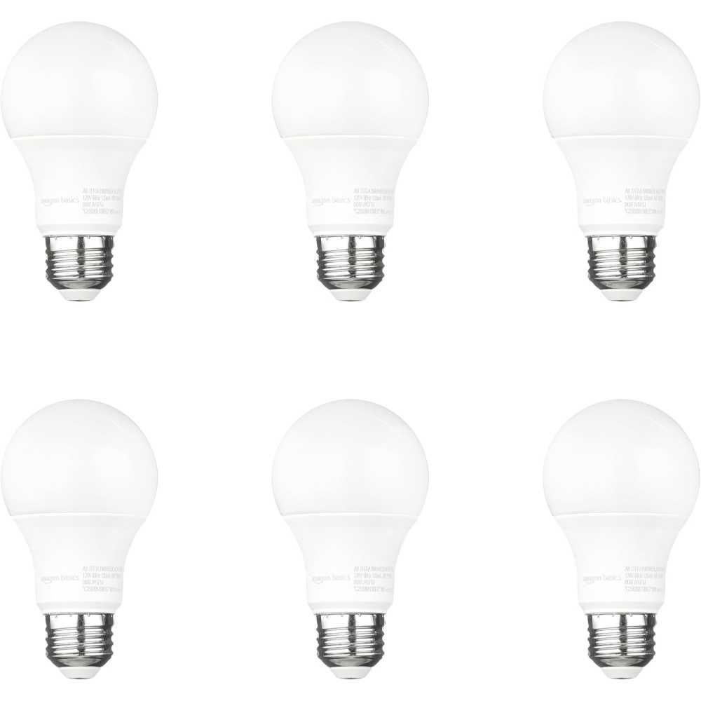 6-Pack Amazon Basics Dusk-to-Dawn Sensor A19 9W LED Light Bulb