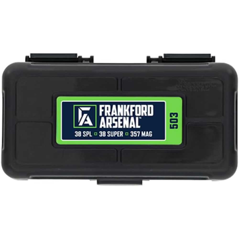 Frankford Arsenal 50-Round Hinge-Top Ammo Box (38 Special, 38 Super, 357 Magnum, & More)