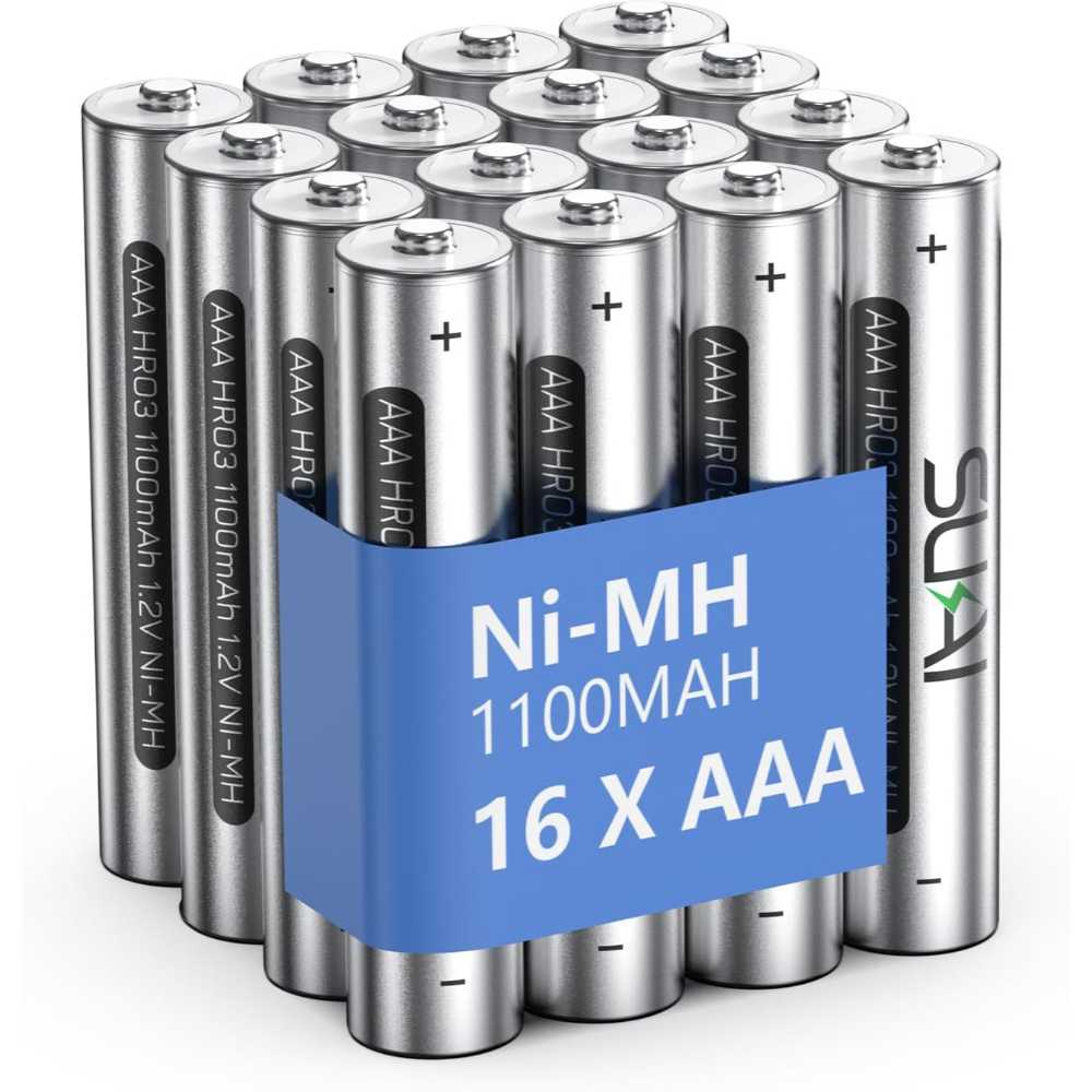 16-Pack Sukai Rechargeable AAA NiMH Batteries (1100mAh)