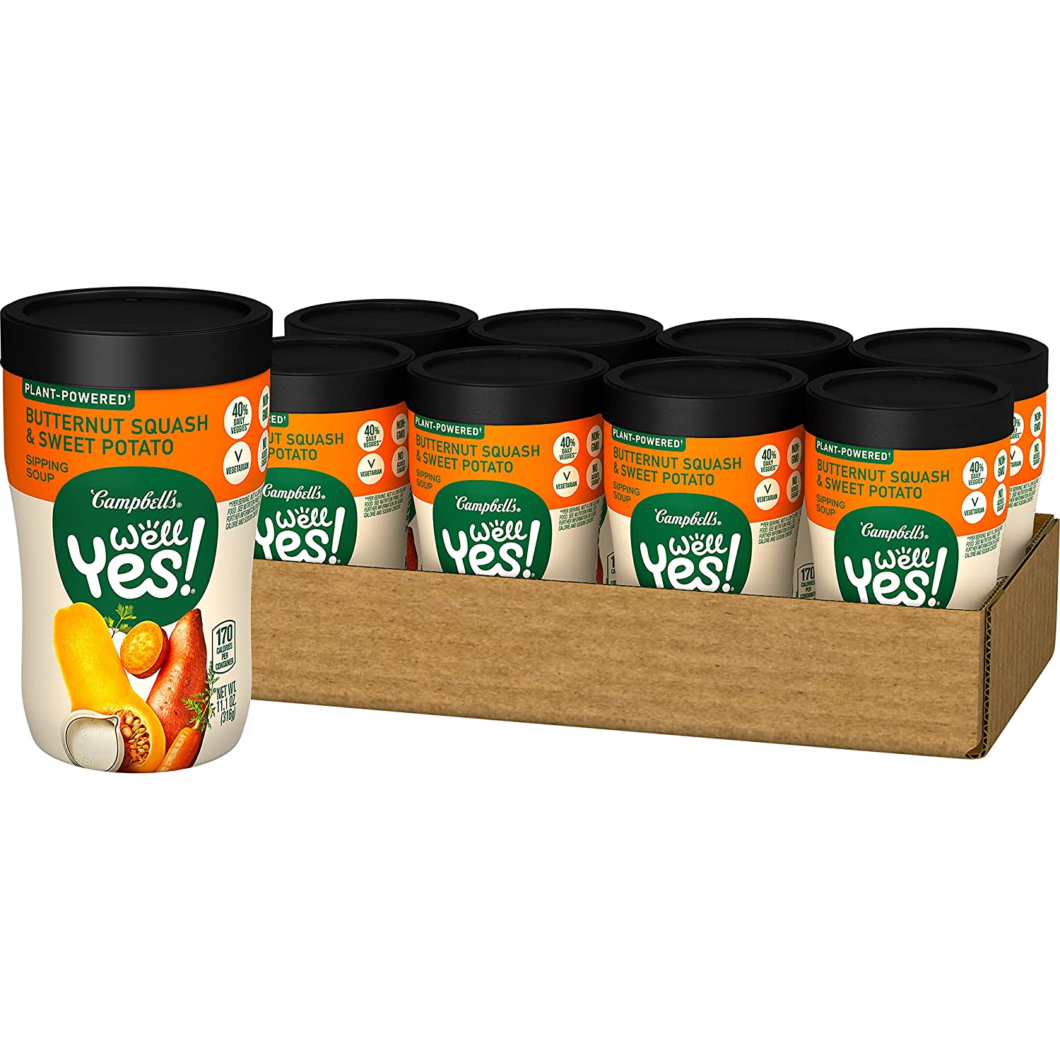8-Pack Campbell's Well Yes! Butternut Squash and Sweet Potato Soup, 11.1 oz. Microwavable Cup