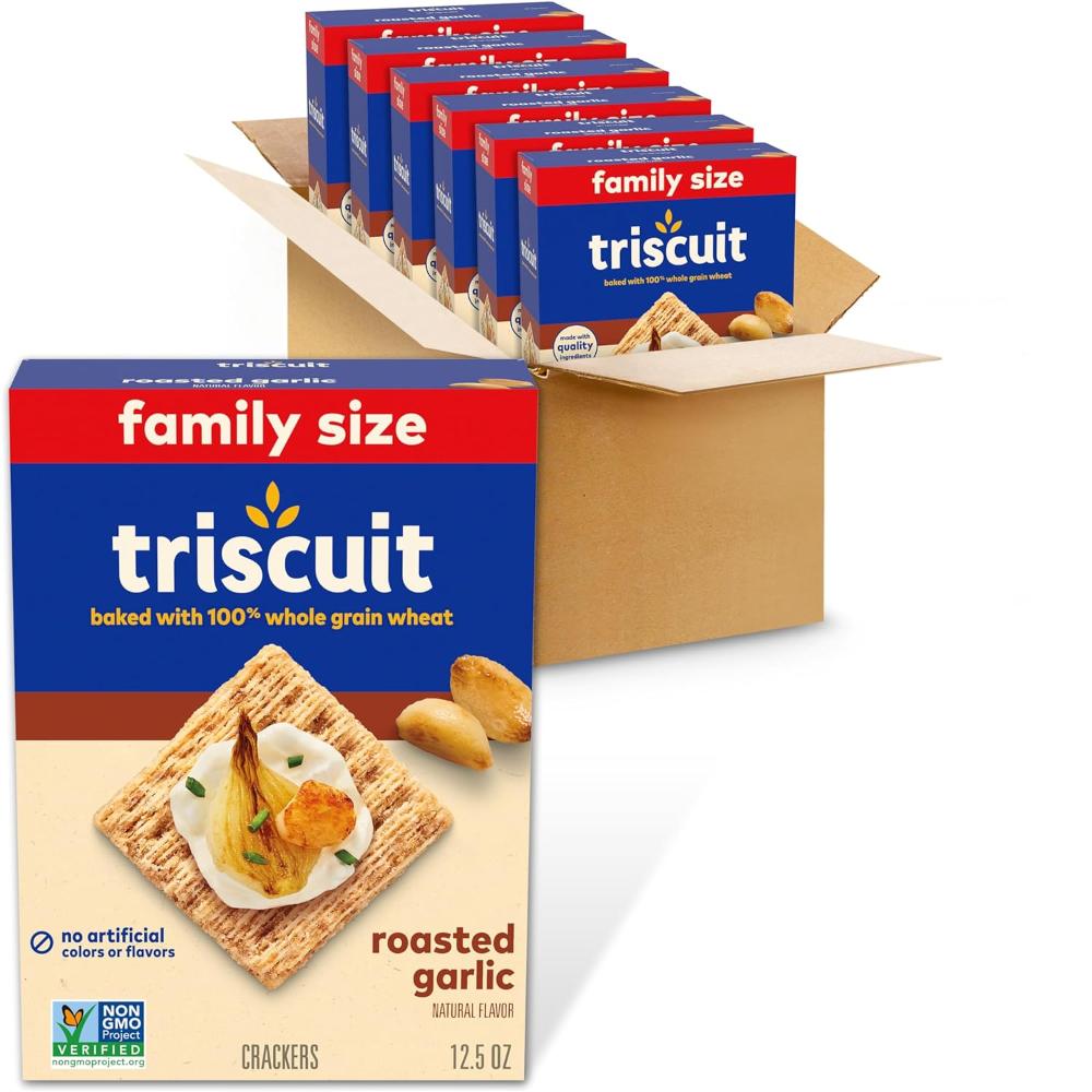 6-Pack Triscuit Roasted Garlic Whole Grain Wheat Crackers, 12.5 oz. Family Size