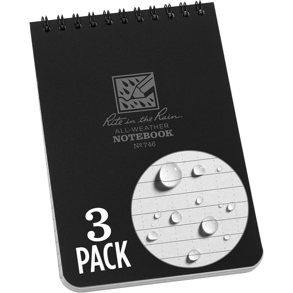 3-Pack Rite in the Rain Weatherproof Top-Spiral Notebook (4" x 6")