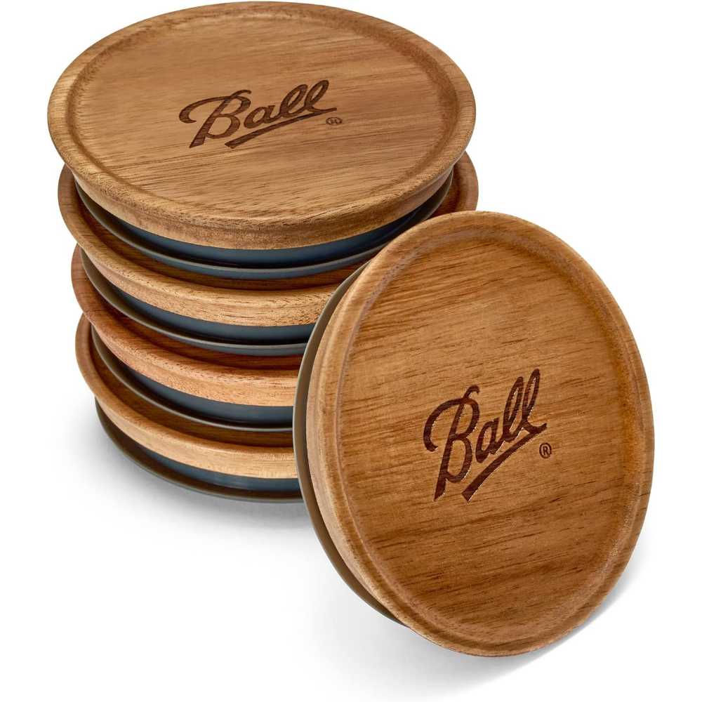 5-Pack Ball Jar Wooden Storage Lids (Wide Mouth)