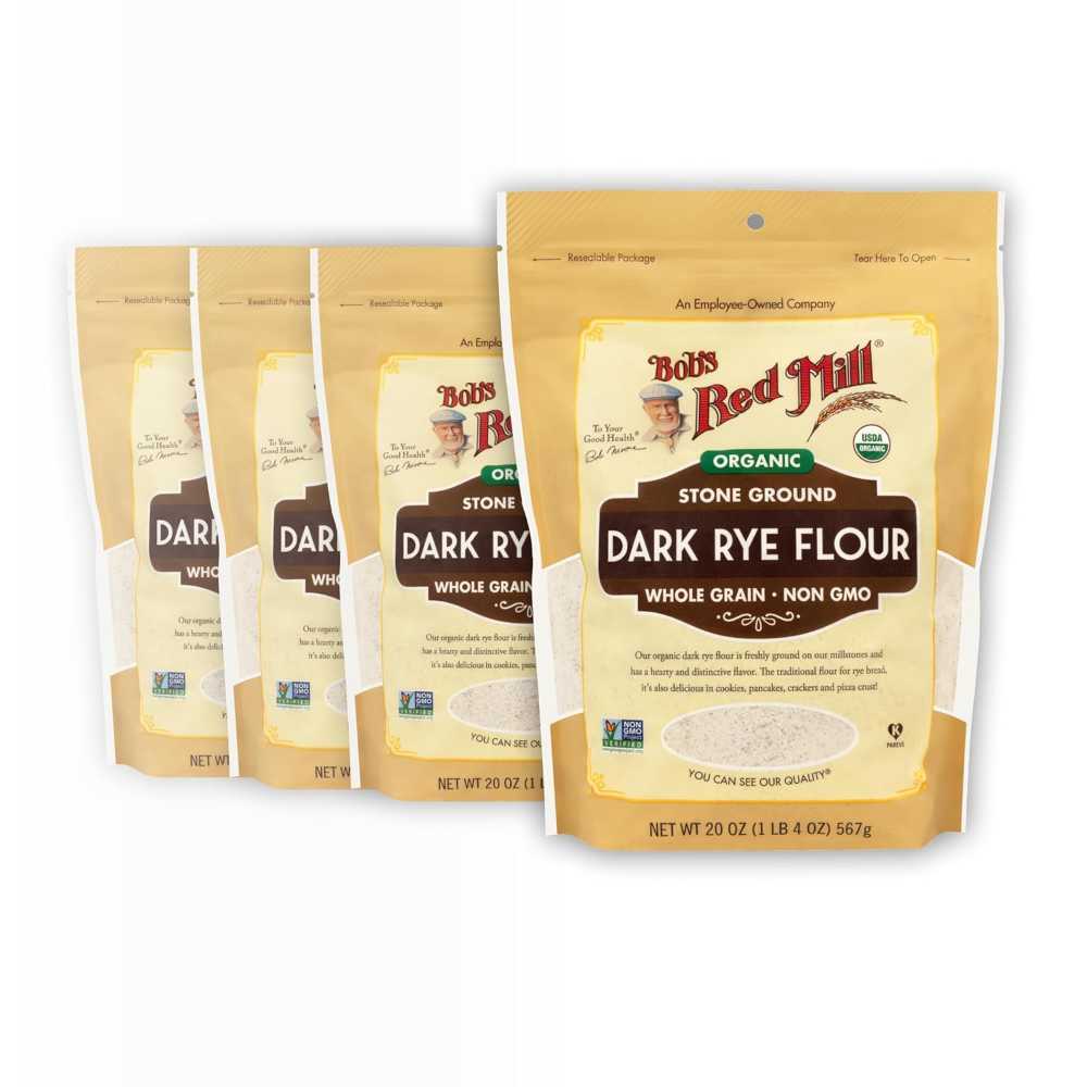 4-Pack Bob's Red Mill Organic Dark Rye Flour, 20 oz.