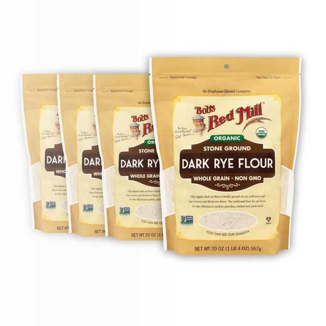 4-Pack Bob's Red Mill Organic Dark Rye Flour, 20 oz.