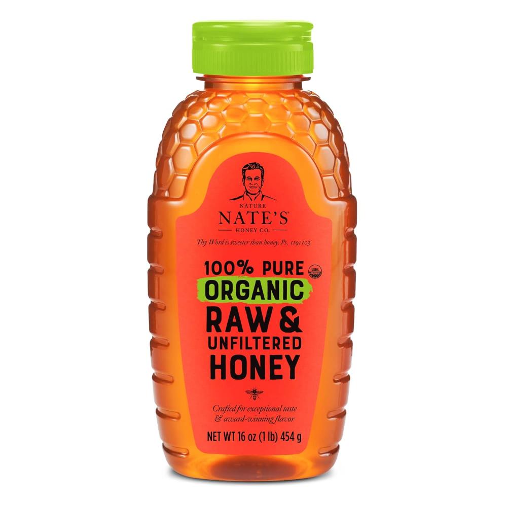 Nate's Organic 100% Pure, Raw & Unfiltered Honey, 1 lb.