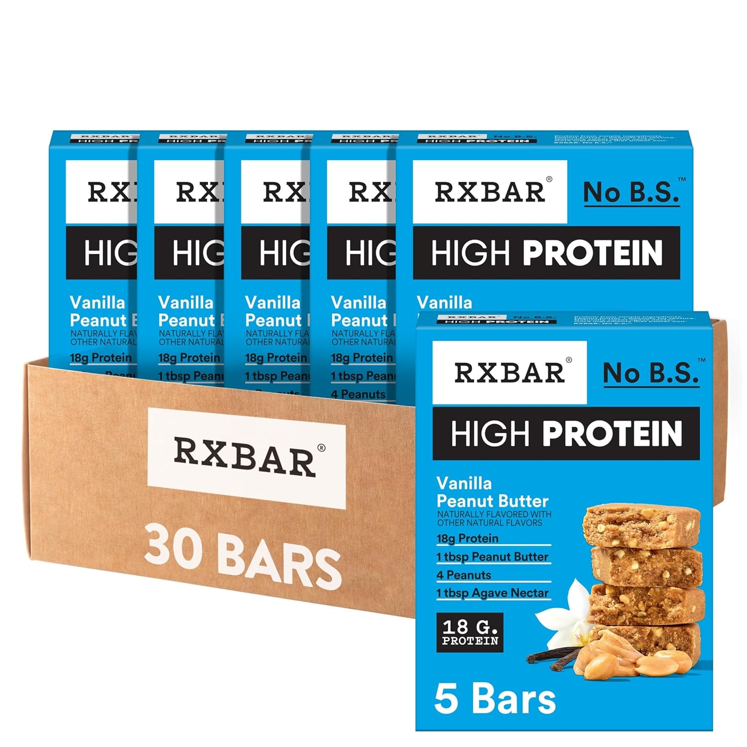 30-Pack RXBAR High Protein Bars (Vanilla Peanut Butter)