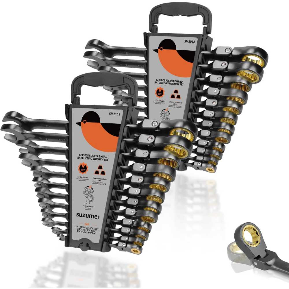 Suzume 24-Piece Flex Head Ratcheting Wrench Set (Metric & SAE)