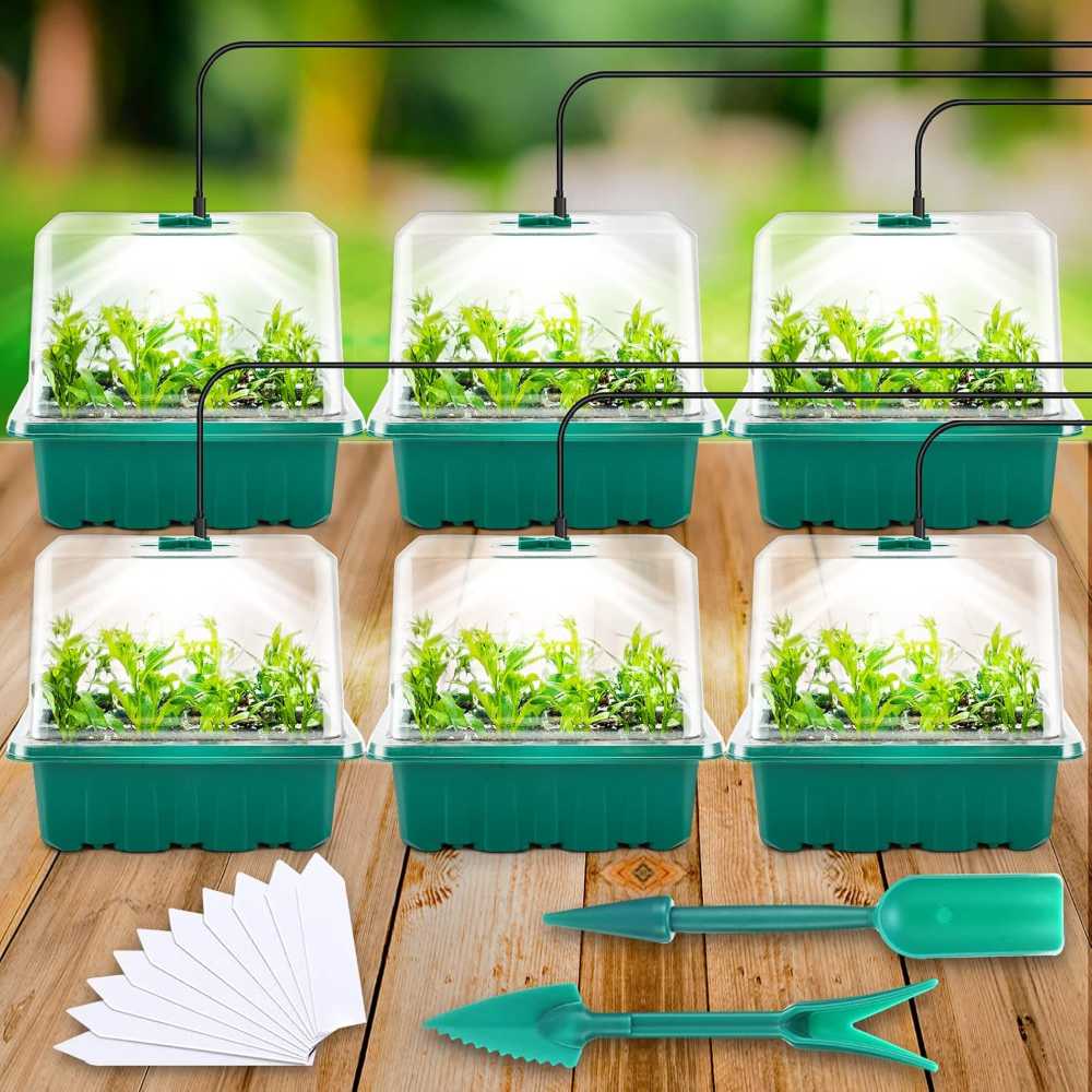 6-Pack Yskea 12-Cell Seed Starter Tray w/ Grow Lights